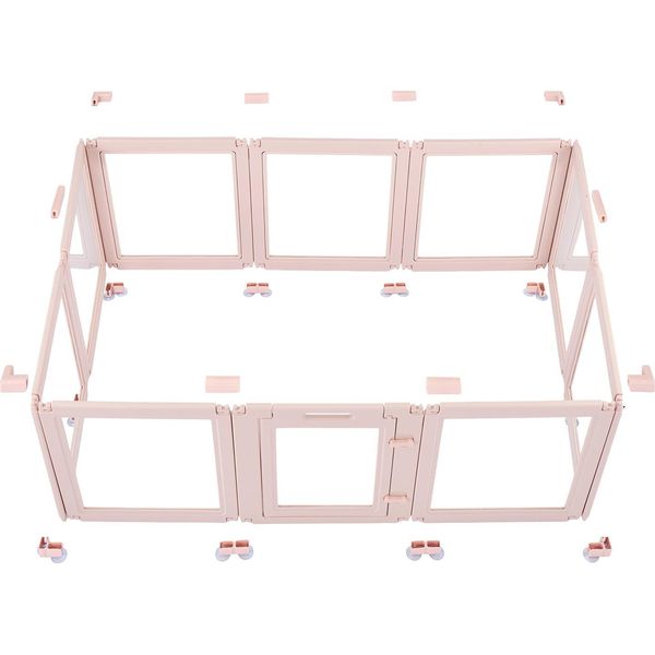 Succebuy Box Per Cuccioli, 1540X1000X600 Mm, Box Con Finestre Trasparenti E Serratura, Telaio Rosa, Box Per Cani, Box Per Animali, Box Per Cani Di Taglia Media-image