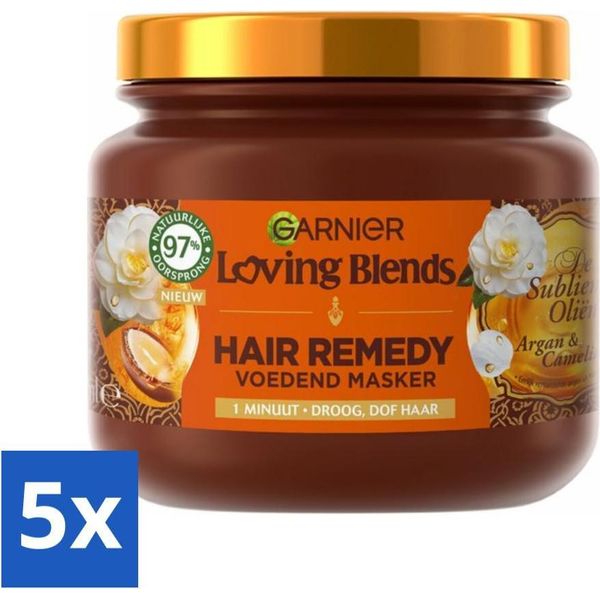 Garnier - Loving Blends - Maschera Per Capelli - Olio Di Argan E Camelia - Capelli Secchi E Spenti - 340 Ml - Value Pack - 5 Pezzi-image