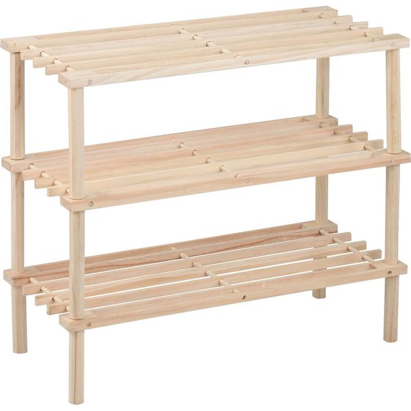 Scarpiera In Legno Organizer Per Scarpe Marrone Legno Scaffale A 3 Ripiani-image