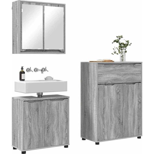Syfax™ Set Di Mobili Per Il Bagno Con Cassetto 3 Pcs Grigio Sonoma-image