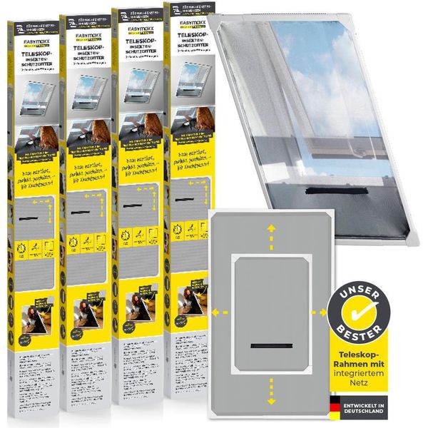Easymaxx Insect Protect Zanzariere Telescopiche Per Finestre Da Tetto - Set Da 4 Pezzi-image