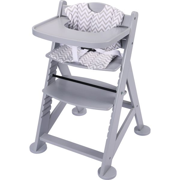 Sunny Fynn Seggiolone In Legno, Grigio | Seggiolone Per Neonati/Bambini Con Tavolino Rimovibile, Set Di Cuscini E Cintura Di Sicurezza | A Partire Da Circa 9 Mesi - 55,5 X 55 X 80 Cm-image