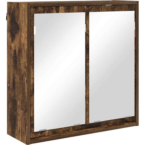 Vidaxl Armadio A Specchio Per Bagno In Rovere Fumé 60 X 20 X 60 Cm-image