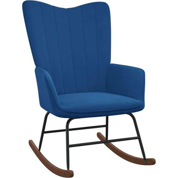 Syfax™ Sedia A Dondolo Blu In Velluto-image