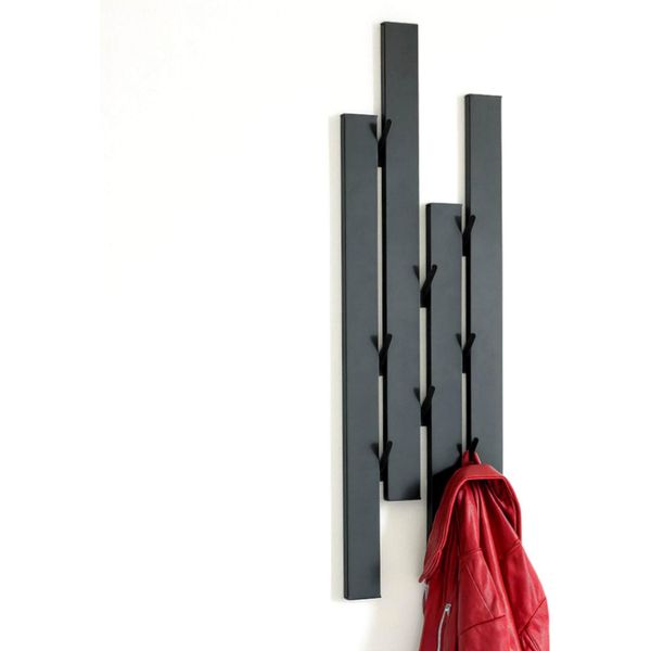 Dandibo Appendiabiti Da Parete In Metallo Nero 96642 Appendiabiti Da Parete Con 8 Ganci Appendiabiti Da Corridoio Stretto Appendiabiti Moderno Gancio A Binario Ganci Per Cappotti-image