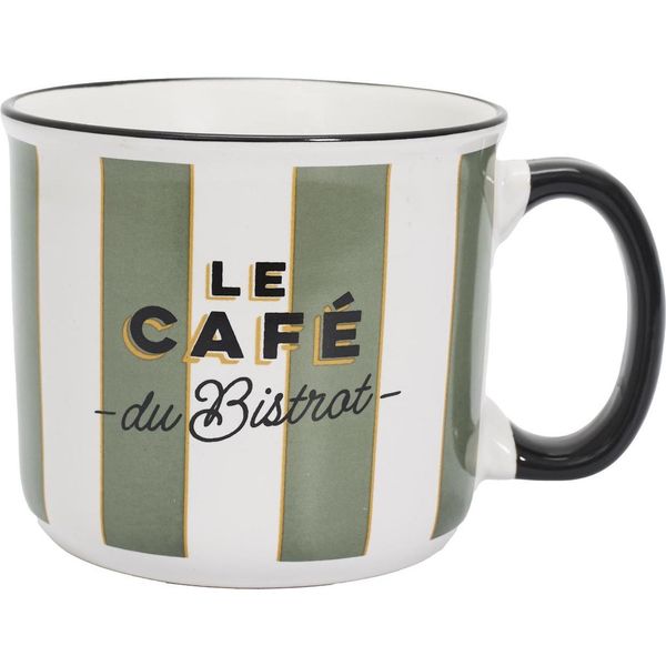 Howhomely | Mug - Tazza Da Caffè - 450 Ml - A Righe Bianche E Verdi - Tazza Da Bere - Ceramica-image