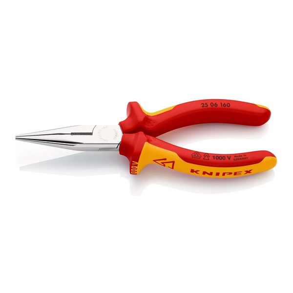 Knipex 25 06 160 T Flachrundzange Mit Schneide (Radiozange) Isoliert Mit Mehrkomponenten-HüLlen, Vde-GeprüFt Verchromt 160 Mm)-image