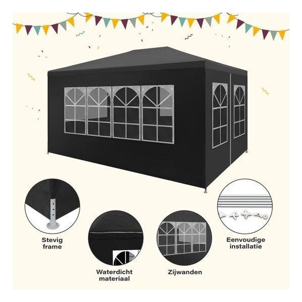 Tenda Pieghevole Per Feste - Padiglione - 3X3 - Facile Da Montare - Impermeabile - Con Pareti Laterali - Resistente Alle Intemperie - Antracite-image