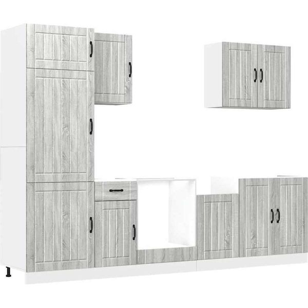 Syfax™ Set Mobili Da Cucina 7 Pz Lucca Grigio Sonoma In Truciolato-image