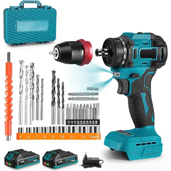 Avvitatore A Batteria, Motore Brushless, Coppia Regolabile, 2 Batterie-image