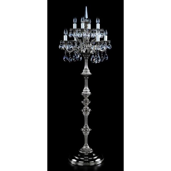 Casa Padrino Lampada Da Terra Barocca In Cristallo Argento Ø 56 X H. 152 Cm - Magnifica Lampada Da Terra In Ottone Con Vetro Di Cristallo Di Boemia - Lampade Barocche In Cristallo - Qualità Lusso-image