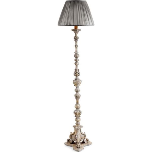 Casa Padrino Lampada Da Terra Barocca Grigio Antico / Grigio Ø 33 X H. 159.5 Cm - Magnifica Lampada Da Terra In Stile Barocco Con Paralume Rotondo - Qualità Lussuosa - Italy-image
