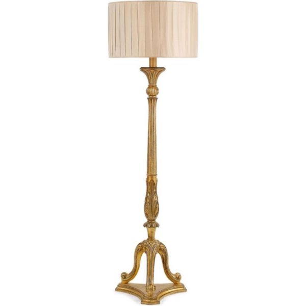 Casa Padrino Lampada Da Terra Barocca Oro Antico/Beige Ø 40 X H. 142.5 Cm - Magnifica Lampada Da Terra In Stile Barocco Con Paralume Rotondo - Qualità Lussuosa - Italy-image