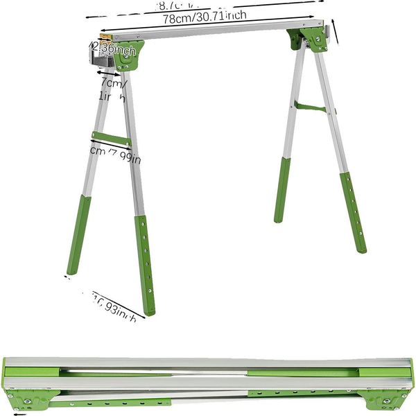 Cavalletto Pieghevole Per Seghe, Altezza Regolabile, Elevata Capacità Di Carico, Verde-image