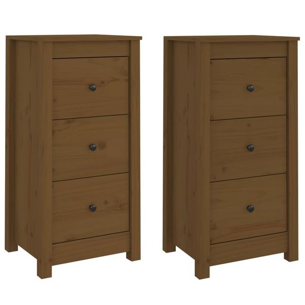 Syfax™ Credenze 2 Pz Ambrate 40X35X80 Cm In Legno Massello Di Pino-image