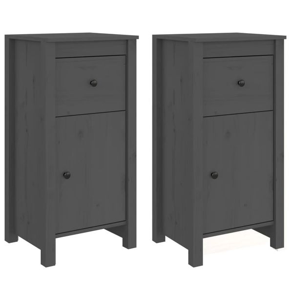 Syfax™ Credenze 2 Pz Grigie 40X35X80 Cm In Legno Massello Di Pino-image