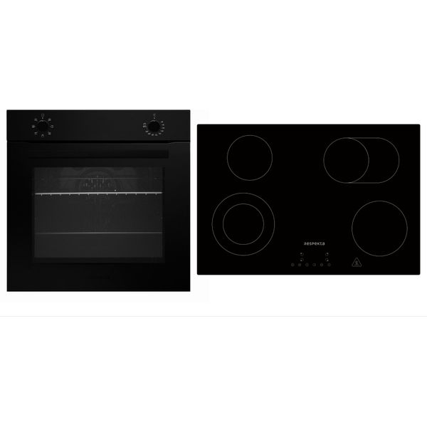 Forno Cucina Nero Opaco Piano Cottura Vetroceramica 77Cm Autosufficiente Senza Cornice Respekta-image