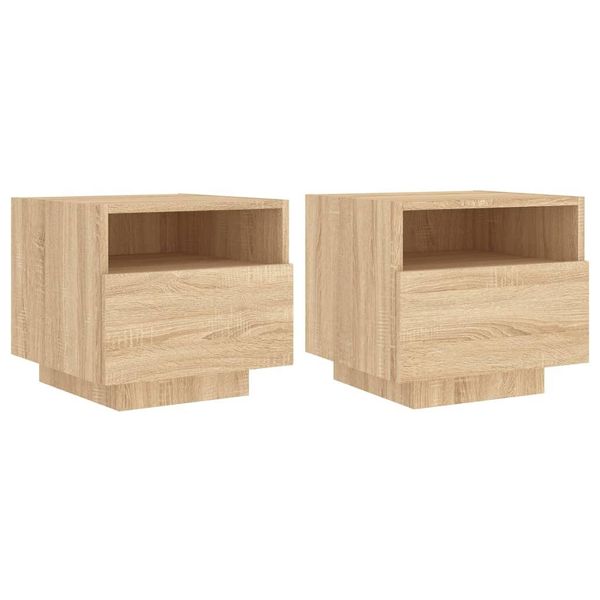 Syfax™ Comodini Con Luci Led 2Pz Rovere Sonoma 40X39X37 Cm-image