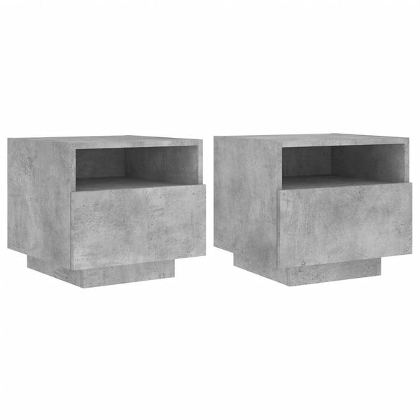 Syfax™ Comodini Con Luci Led 2Pz Grigio Cemento 40X39X37 Cm-image