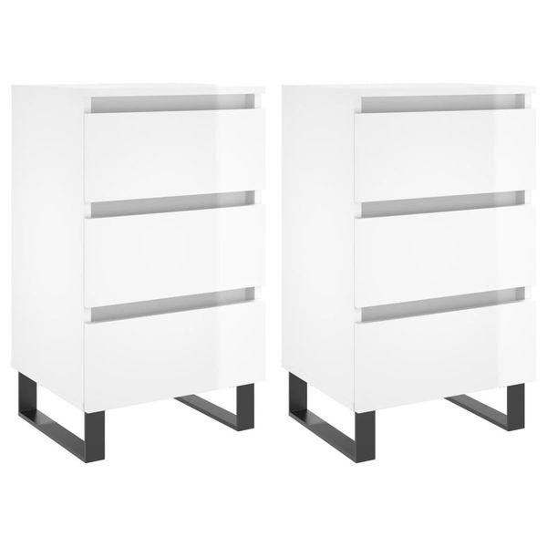 Syfax™ Comodini 2 Pz Bianco Lucido 40X35X69 Cm In Legno Multistrato-image