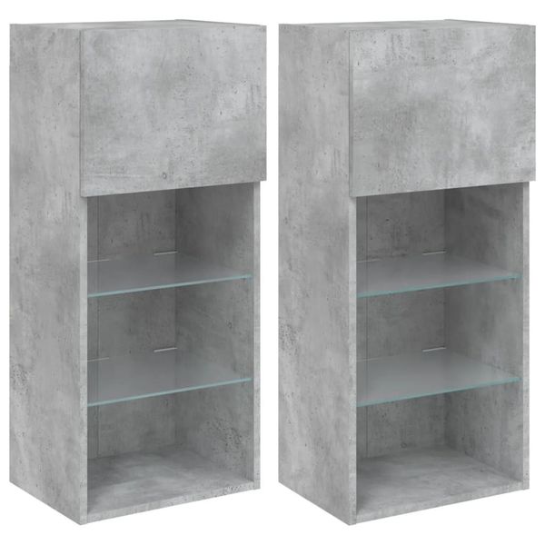Syfax™ Mobili Tv Con Luci Led 2Pz Grigio Cemento 40,5X30X90 Cm-image