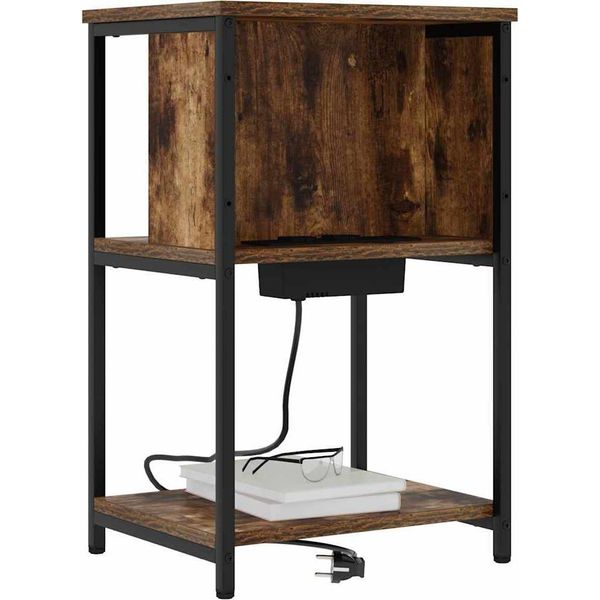 Syfax™ Armadio Da Notte Rovere Fumé 38 X 31 X 61 Cm Legno Multistrato-image