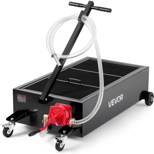 Vetor Vaschetta Di Scarico Dell'olio Con Profilo Basso, 94,6 L, Carrello Di Scarico Dell'olio Con Pompa, Tubo Flessibile Da 2,2 M E Maniglia Pieghevole A T, A Prova Di Perdite E Resistente Alla Corrosione, Per Auto, Suv, Camion, Veicoli Fuoristrada, Nero-image
