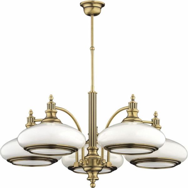 Casa Padrino Lampadario Barocco Ottone Con Patina / Bianco Ø 70 X H. 70 Cm-image