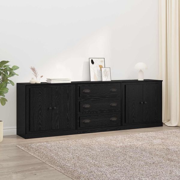 Maison Exclusive - Credenza 3 Pezzi Effetto Rovere Nero 70 X 35,5 X 67,5 Cm-image