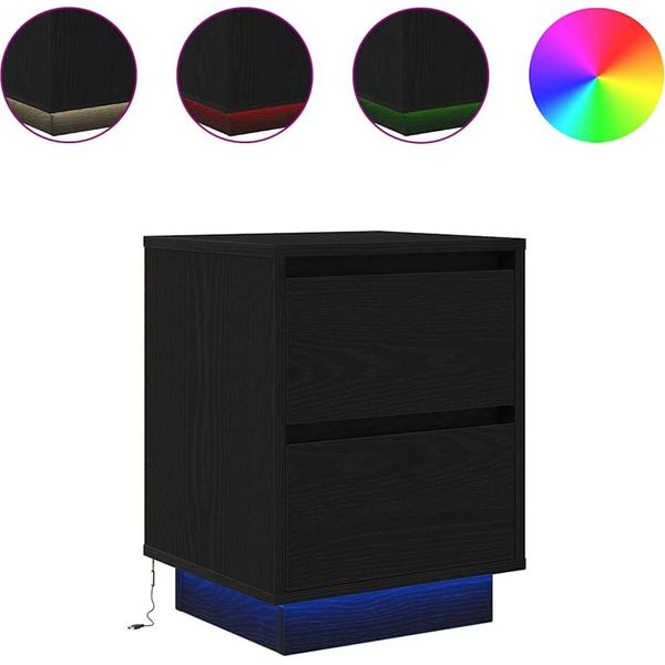 Syfax™ Comodino Con Luci Led Nero 38X34X50 Cm-image