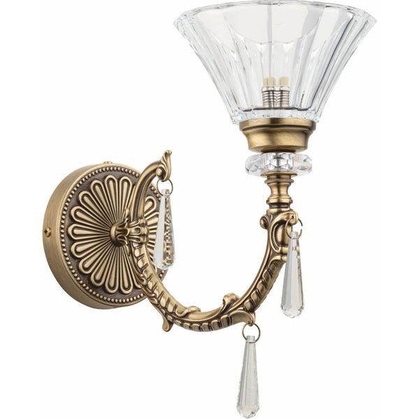 Casa Padrino Lampada Da Parete Barocca In Ottone Patinato H. 30 Cm - Luci Barocche-image