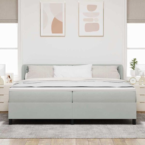 Maison Exclusive - Letto A Molle Con Materasso Grigio Chiaro 200 X 200 Cm Velluto-image