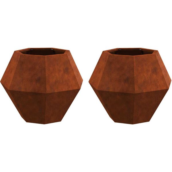 Vidaxl Fioriera 2 Pezzi Rusty 50 X 50 X 40 Cm Acciaio Resistente Alle Intemperie-image