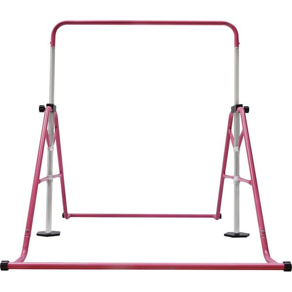 Sbarra Ginnica, Altezza Regolabile Da 3,58 A 5,25 Ft, Capacità Massima 220,5 Lbs, Design Pieghevole, Rosa, Per Bambini-image