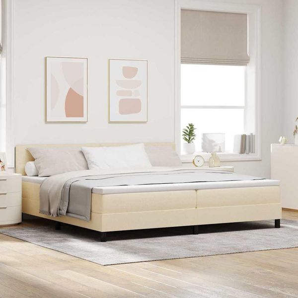 Maison Exclusive - Letto Con Materasso Boxspring Crema 200 X 200 Cm Tessuto-image