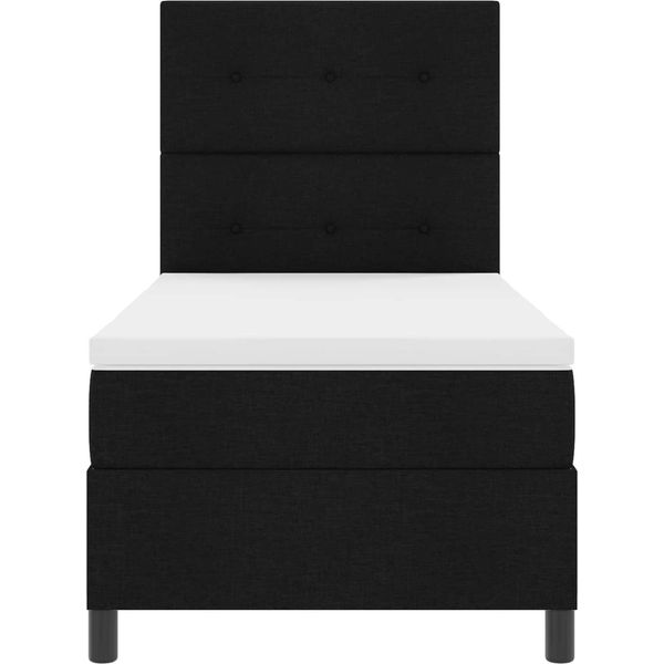 Maison Exclusive - Letto Con Materasso Boxspring E Testiera Nero 80 X 200 Cm Tessuto-image