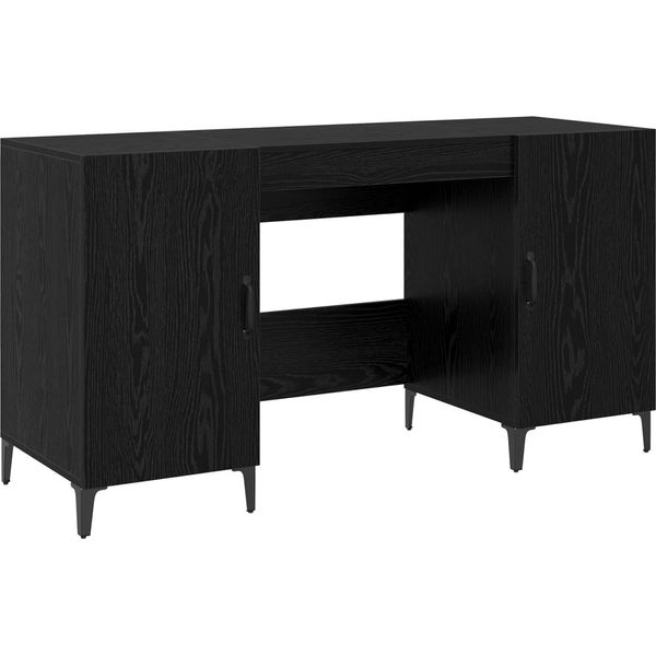 Vidaxl Scrivania Con Contenitore Effetto Rovere Nero 140 X 50 X 75 Cm-image