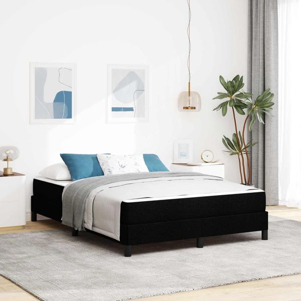 Vidaxl Letto A Molle Con Materasso Nero 160 X 200 Cm In Tessuto-image