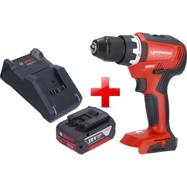 Trapano Avvitatore A Batteria Rothenberger Ro DD55 18 V 55 Nm Brushless Ampshare + 1X Batteria 4,0 Ah + Caricabatteria-image