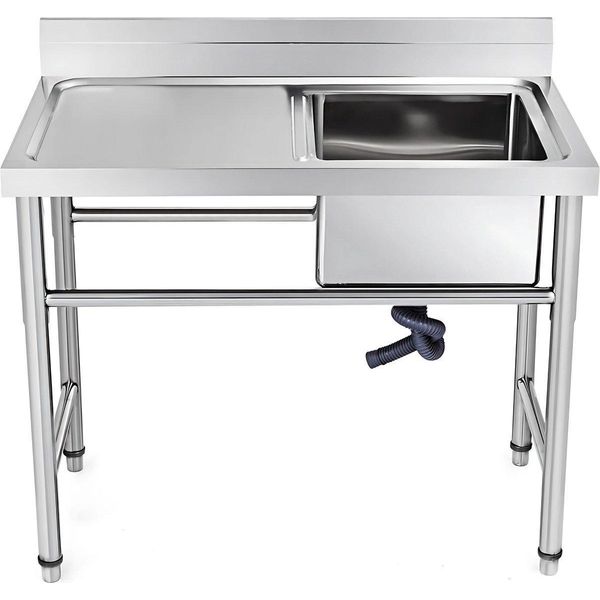 Lavello Da Cucina Indipendente – Lavello Da Cucina – Mobile Per Isole Cucina E Ristorazione – Acciaio Inox – Con Piano Di Lavoro-image