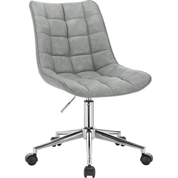 Sedia Da Ufficio Ergonomica Deluxe – Pelle Finta – Con Poggiapiedi – Grigia – Regolabile In Altezza-image
