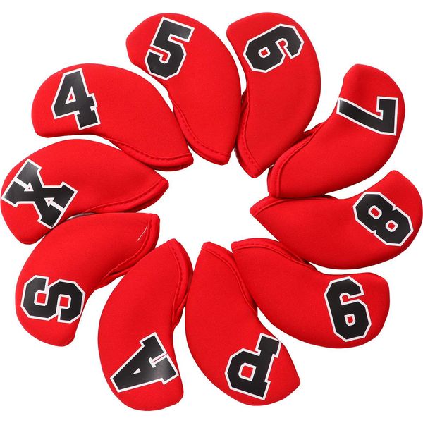 10 Pezzi/Set Quantità Golf Iron Head Cover Set Neoprene Club Protective Cover Headcoverred-image
