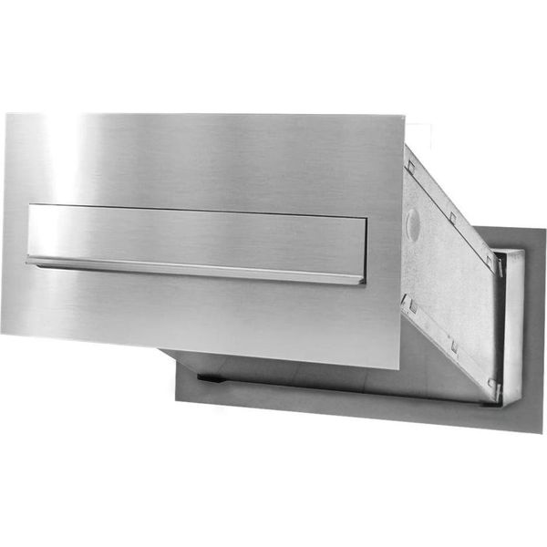 Cassetta Da Incasso Passante Acciaio Inossidabile 6PN Profondità 260-410Mm Cassetta Postale Da Esterno Con Mascherina 2 Chiavi Incluse Esterno-image