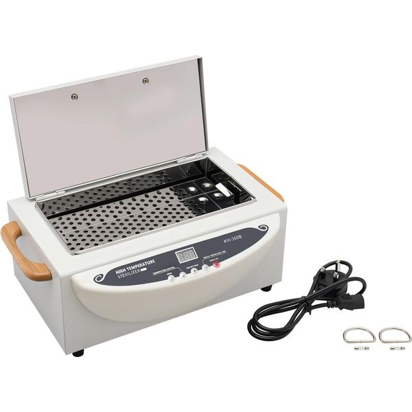 Sterilizzatore Ad Aria Calda Per Strumenti Per Unghie - KH-360B - 500 W, Calore Secco, Alta Temperatura, Timer, Acciaio Inox, Studio E Casa - Bianco-image