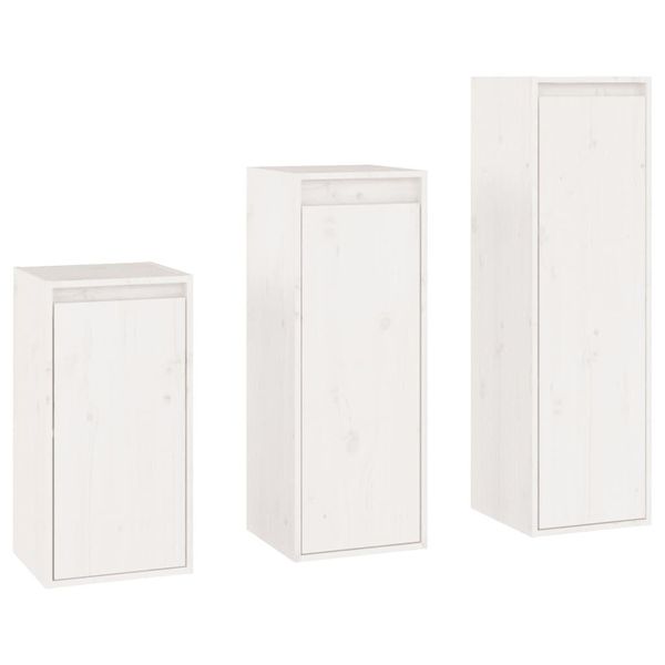 Syfax™ Mobili Porta Tv 3 Pz Bianco In Legno Massello Di Pino-image