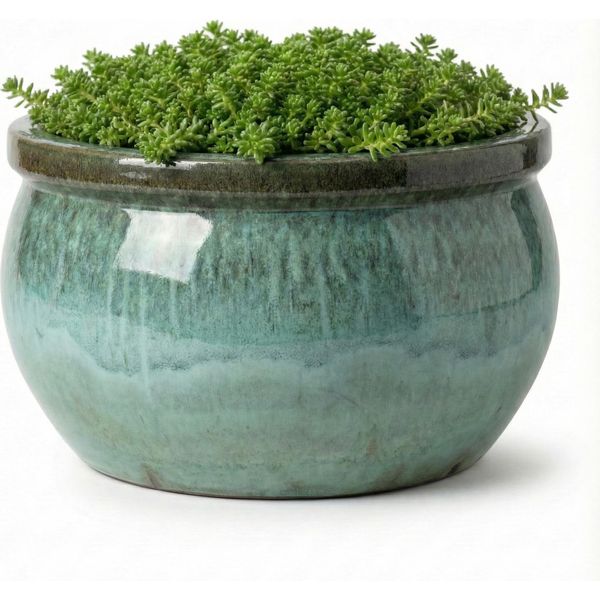 Fioriera Verde Muschio Ø 35 Cm Fioriera Resistente Al Gelo In Gres Giardino 14 Litri-image