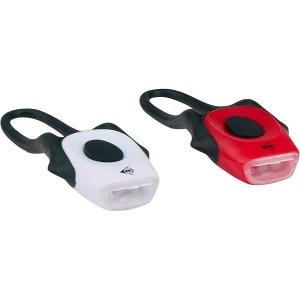 Set Luci Bicicletta Led Anteriore E Posteriore Silicone Dunlop Per Batterie-image