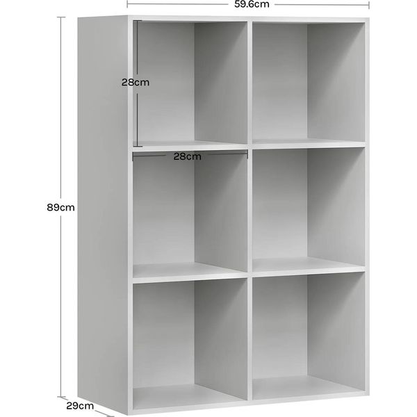 Libreria - Libreria A Cubo - 6 Scomparti - 29 X 59,6 X 89 Cm - Mdf/Chipboard - Divisorio - Salvaspazio - Facile Da Montare - Grigio-image