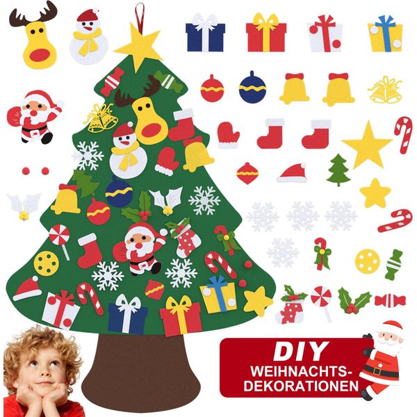 Sessamen-Lp Albero Di Natale In Feltro Fai Da Te Con 36 Pezzi Ornamenti Rimovibili Albero Di Natale In Feltro Decorazione Natalizia Da Appendere (Tipo A)-image