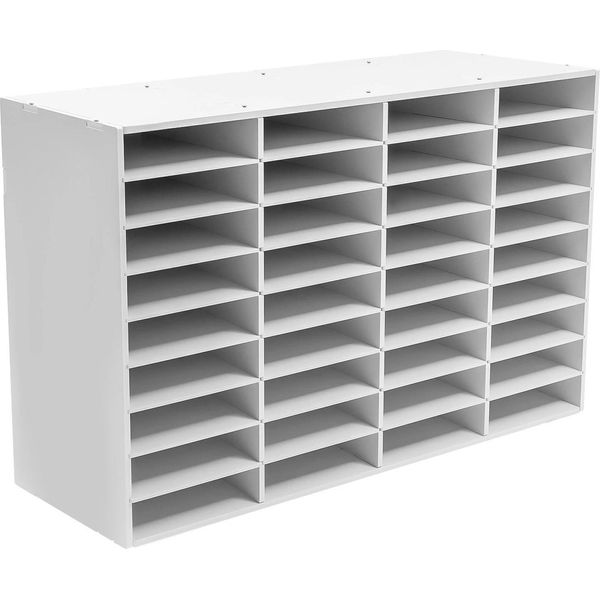 Organizzatore Di Posta E Documenti In Legno, 36 Scomparti, Impilabile, Bianco-image